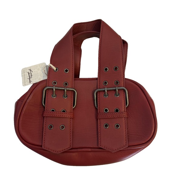 Free People Handbags - Free People Say Yes Bag Womens Oxblood Belted Buckle Leather Boho Handbag Y2K